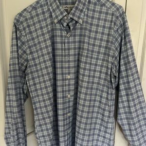 Peter Millar checkered blue dress shirt